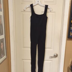 Black Sleeveless Ribbed Spandex Jumpsuit Size Small